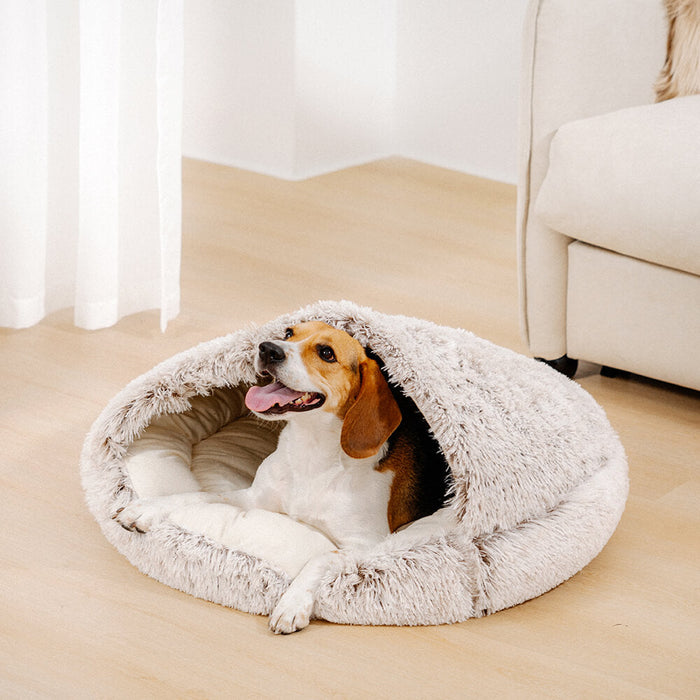 Plush Semi Enclosed Pet Nest Bed