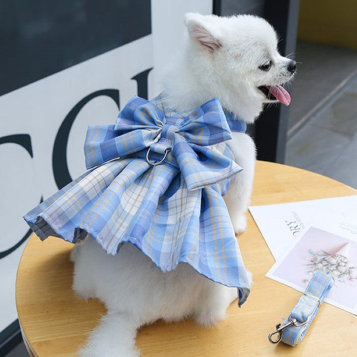 Plaid Harness Dress With Matching Leash