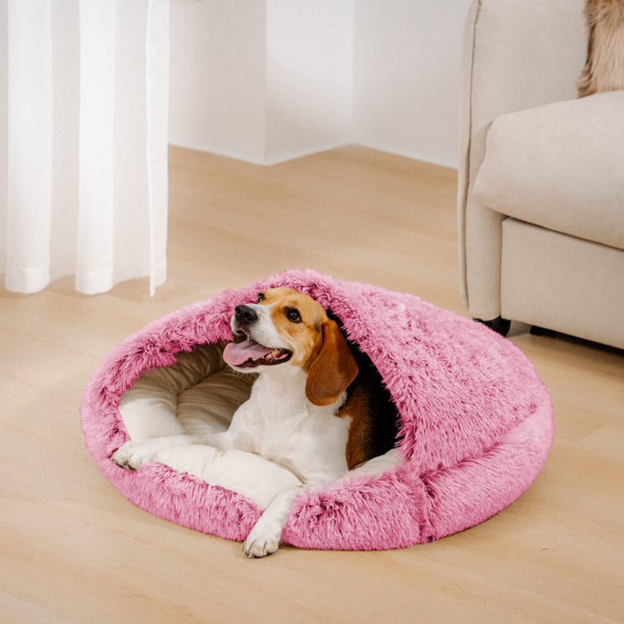 Plush Semi Enclosed Pet Nest Bed