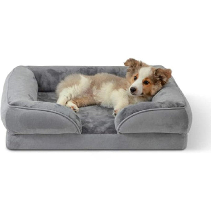 Plush Supportive Dog Bed With Bolstered Sides