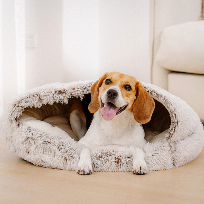 Plush Semi Enclosed Pet Nest Bed