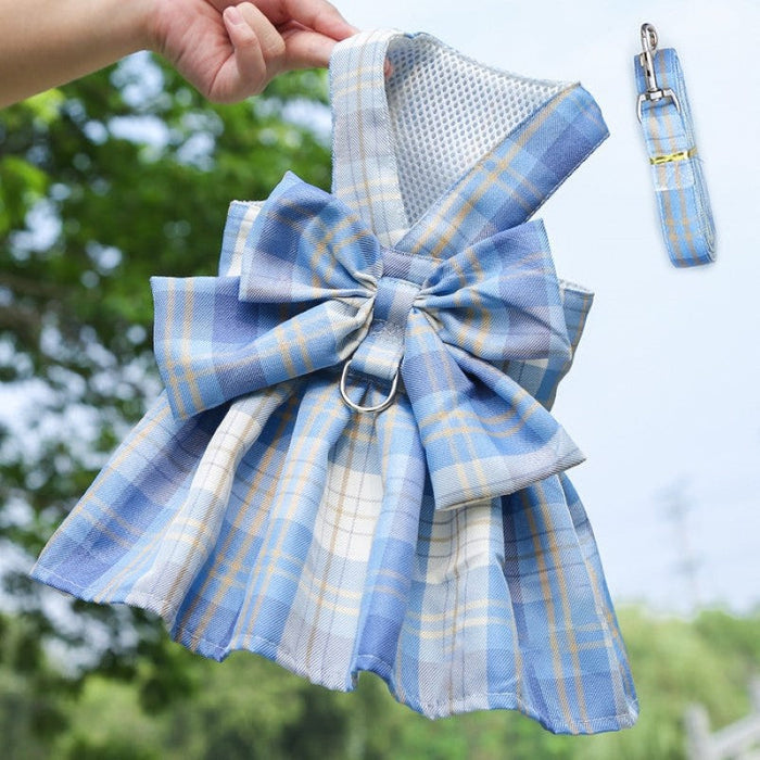 Plaid Harness Dress With Matching Leash