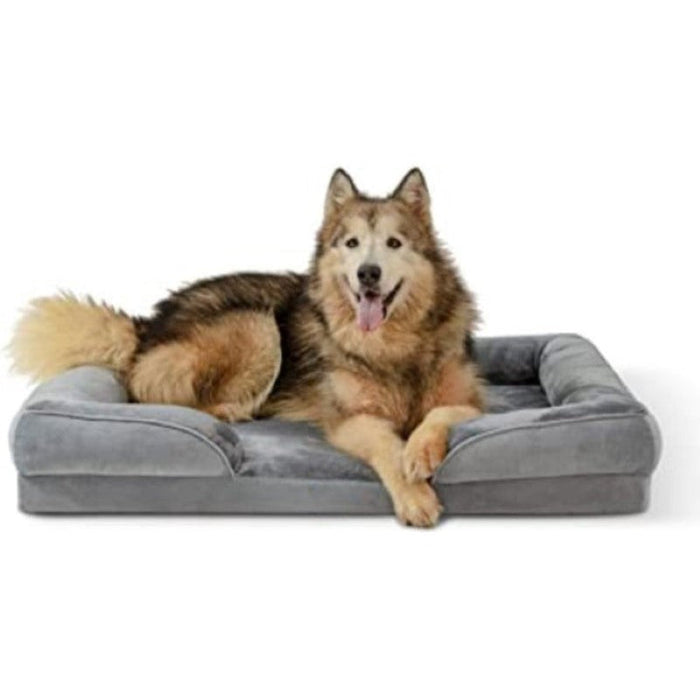 Plush Supportive Dog Bed With Bolstered Sides