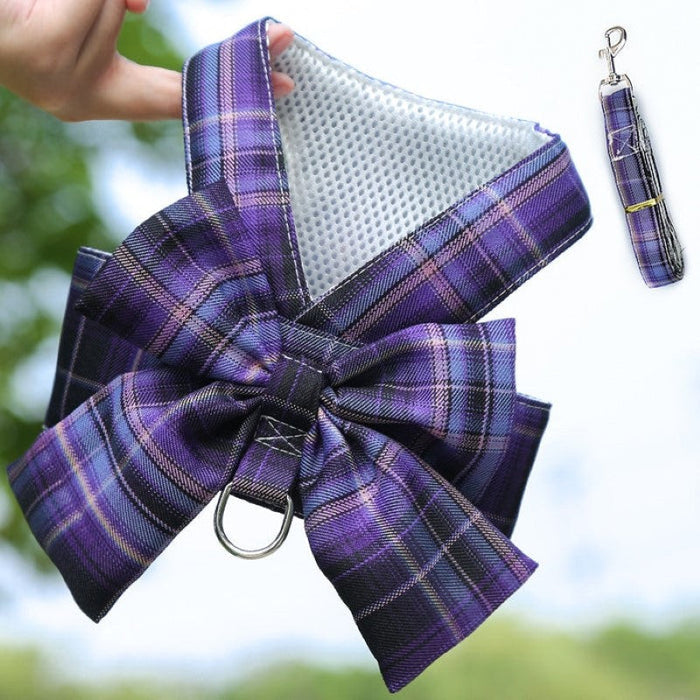 Plaid Harness Dress With Matching Leash