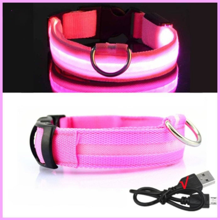 Rechargeable Adjustable LED Flashing Glowing Dog Collar