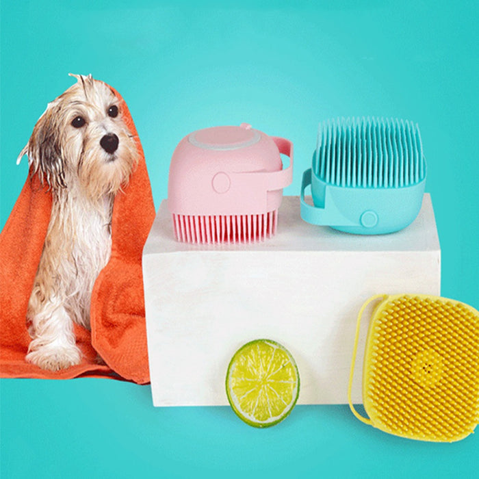 Dog Bath Brush Silicone Comb With Shampoo Box