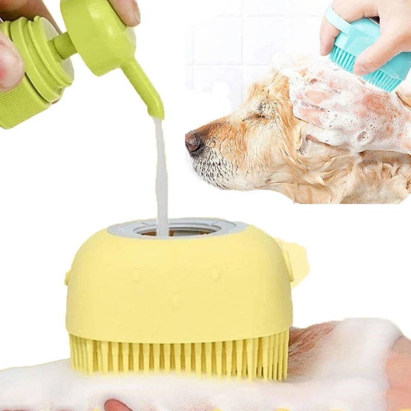 Dog Bath Brush Silicone Comb With Shampoo Box