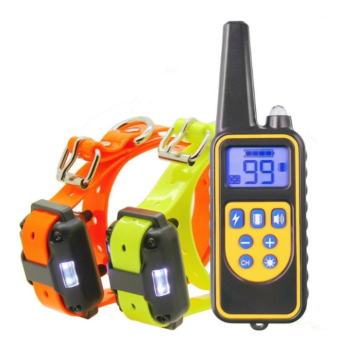 Rechargeable Waterproof Electric Dog Training 2 Collars With LCD Display