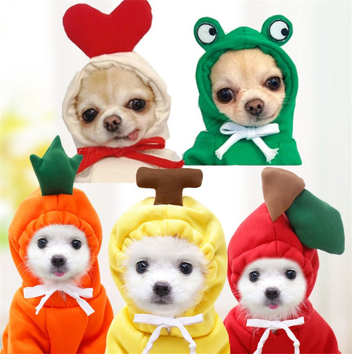 Warm Fleece Printed Hoodies For Small Dogs