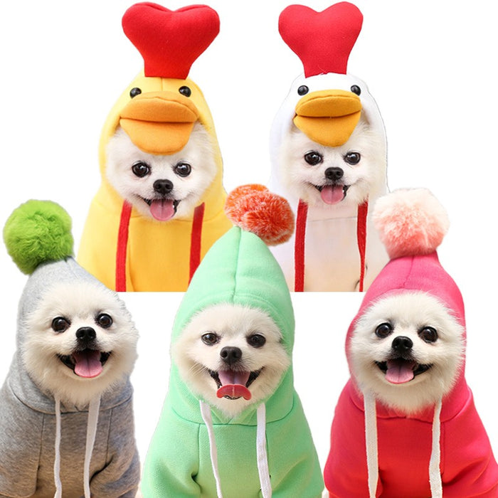 Warm Fleece Printed Hoodies For Small Dogs