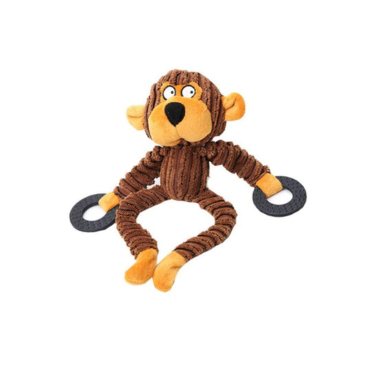 Monkey Shaped Corduroy Chew Toy For Dogs
