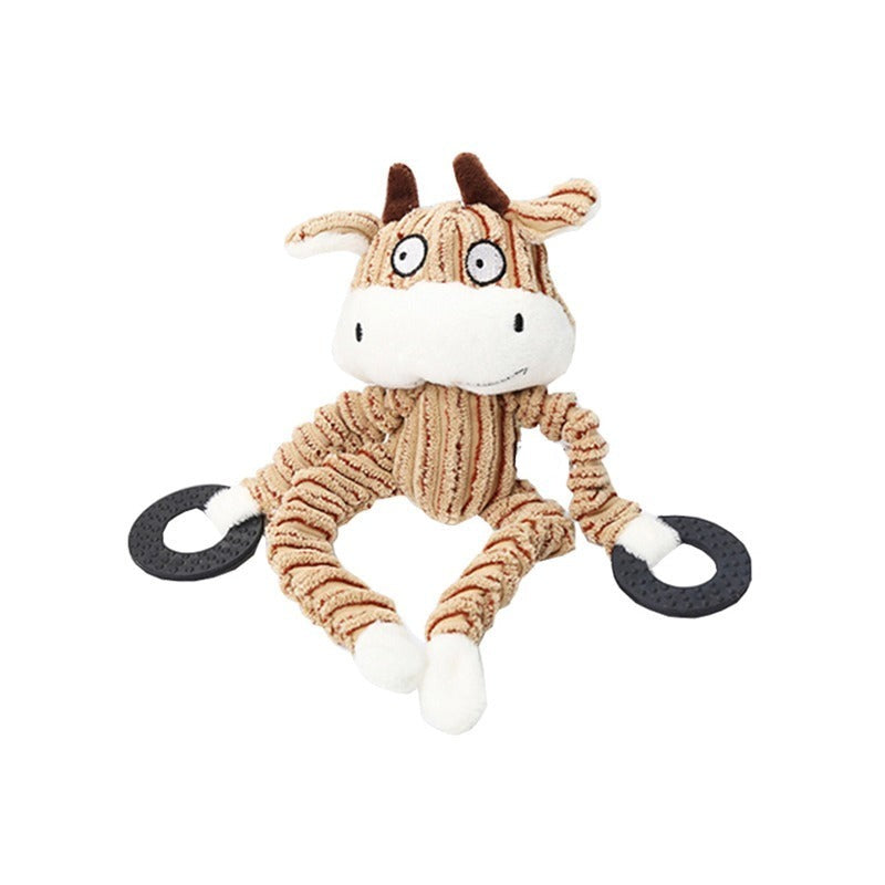 Monkey Shaped Corduroy Chew Toy For Dogs