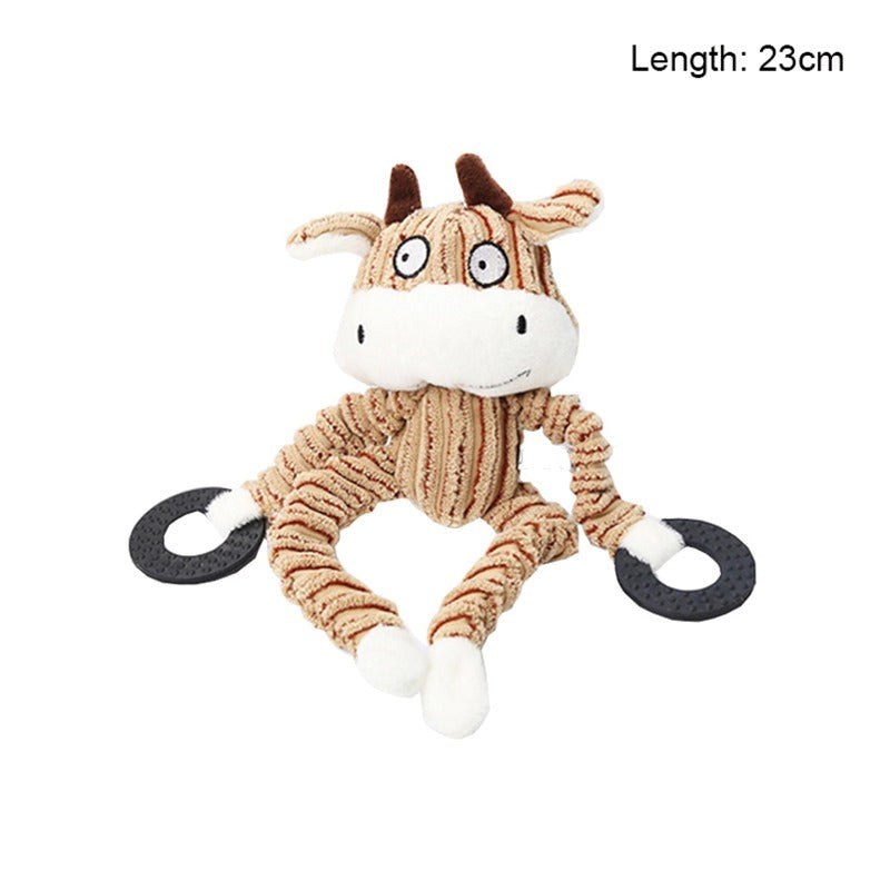 Monkey Shaped Corduroy Chew Toy For Dogs