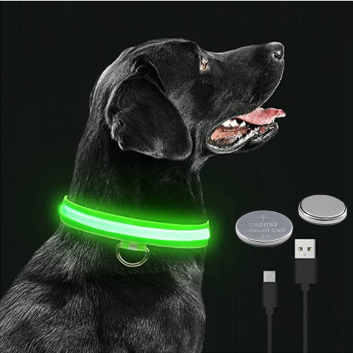 Rechargeable Adjustable LED Flashing Glowing Dog Collar