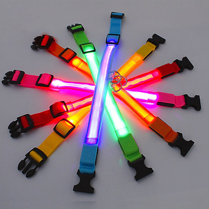 Rechargeable Adjustable LED Flashing Glowing Dog Collar